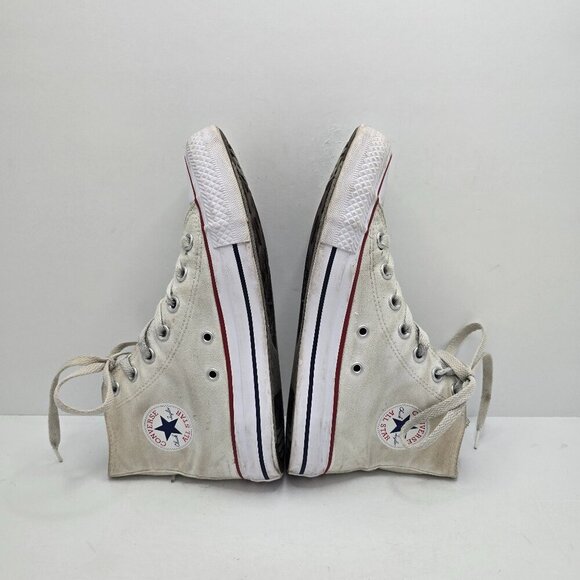 Converse | Chuck Taylor's All-Star distressed white canvas hi-top sneakers WMS 6 - Picture 7 of 8
